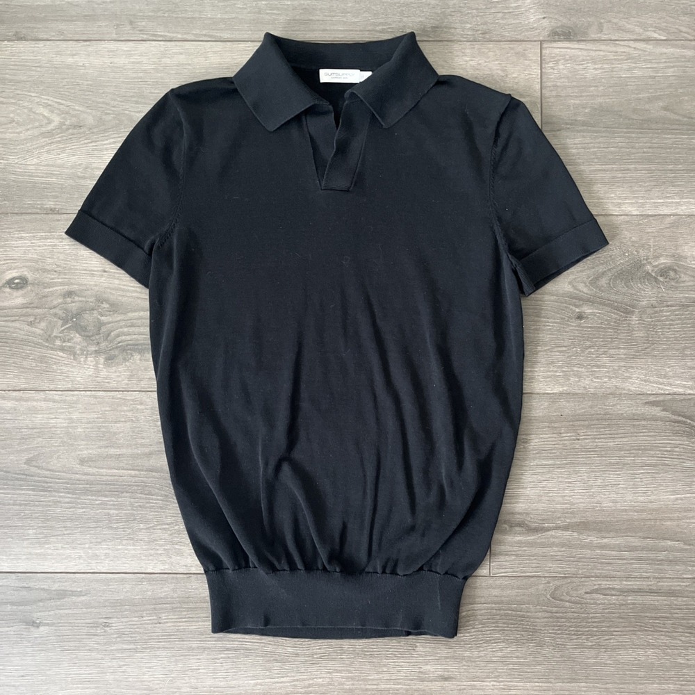 Suitsupply Cotton Silk Polo Womens XS Black Short Sleeve